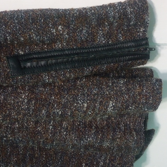 ST JOHN Collection Boucle Tweed Leather Trim Double- Breasted Blazer Jacket - Picture 10 of 16